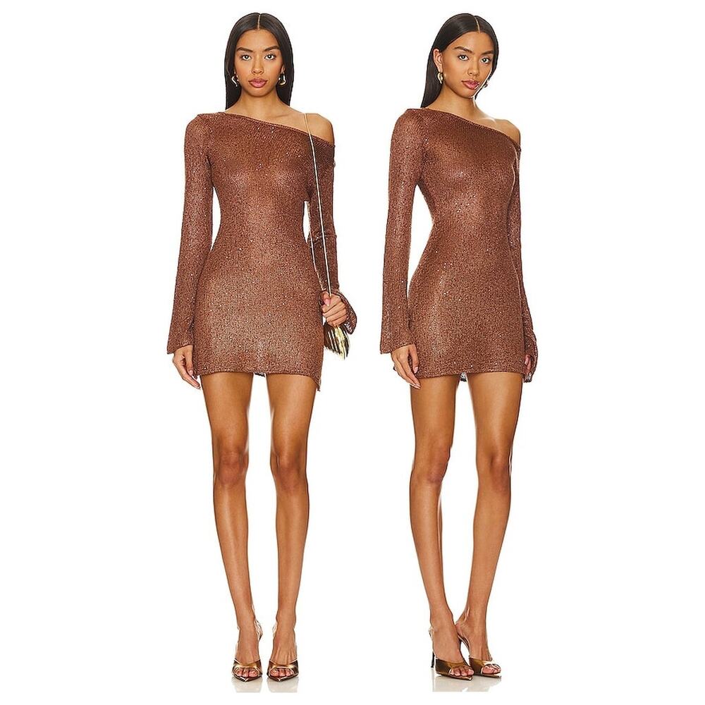 Asta Resort Maya Mini Dress Knit Sequin Long Sleeve Party Cocktail Hoco NYE XS